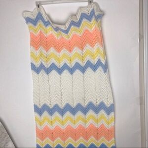 Crochet Blanket‎ Pastel Color Grannycore Chevron Pattern